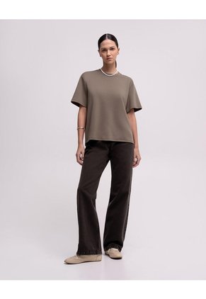 Camiseta Confort Regular Tacto Suave Café Mujer Cafe