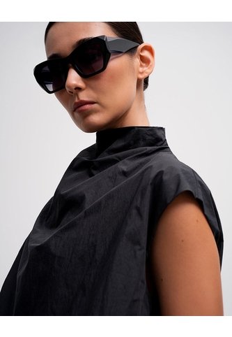 Blusa Globo Cuello Tortuga Negra Mujer Negro PUNTO BLANCO