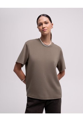 Camiseta Confort Regular Tacto Suave Café Mujer Cafe