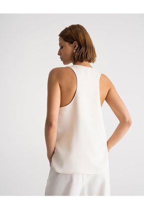Camisa Equeleto Satín Crema Mujer Beige