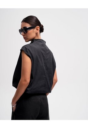 Blusa Globo Cuello Tortuga Negra Mujer Negro