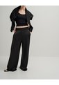 Pantalón Confort Tiro Alto Tacto Suave Negro Mujer Negro de PUNTO BLANCO
