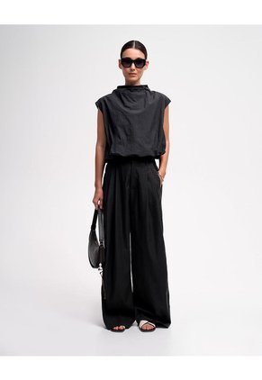 Blusa Globo Cuello Tortuga Negra Mujer Negro