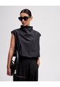 Blusa Globo Cuello Tortuga Negra Mujer Negro de PUNTO BLANCO