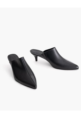 Zapatos Tipo Mule Cuero Negro Mujer Negro PUNTO BLANCO