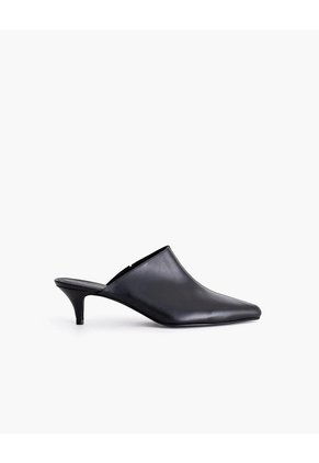 Zapatos Tipo Mule Cuero Negro Mujer Negro