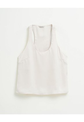 Camisa Equeleto Satín Crema Mujer Beige