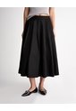 Falda Midi Tiro Alto Algodón Negra Mujer Negro de PUNTO BLANCO