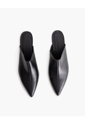 Zapatos Tipo Mule Cuero Negro Mujer Negro