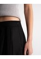 Falda Midi Tiro Alto Algodón Negra Mujer Negro de PUNTO BLANCO