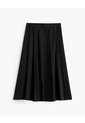 Falda Midi Tiro Alto Algodón Negra Mujer Negro de PUNTO BLANCO