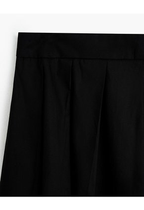 Falda Midi Tiro Alto Algodón Negra Mujer Negro