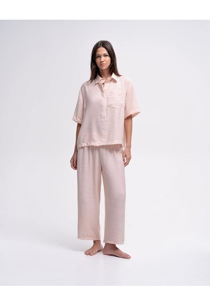 Camisa + Pantalón De Pijama Rosado Mujer Rosa
