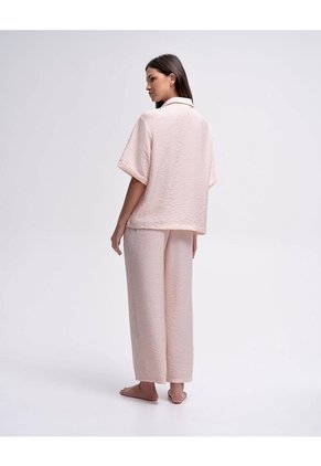 Camisa + Pantalón De Pijama Rosado Mujer Rosa