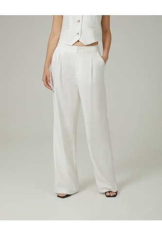 Pantalón Wide Leg Tiro Alto Crudo Mujer Beige PUNTO BLANCO