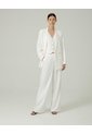 Pantalón Wide Leg Tiro Alto Crudo Mujer Beige de PUNTO BLANCO