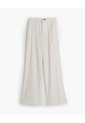 Pantalón Wide Leg Tiro Alto Crudo Mujer Beige de PUNTO BLANCO
