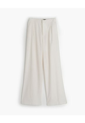 Pantalón Wide Leg Tiro Alto Crudo Mujer Beige
