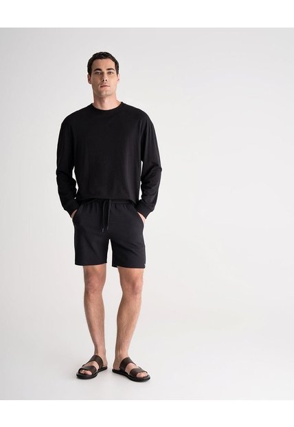 Bermuda Confort Regular Negra Hombre Negro