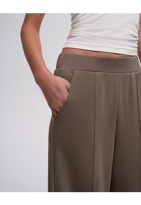 Pantalón Confort Tiro Alto Café Mujer Cafe