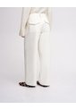 Pantalón Wide Leg Tiro Alto Crema Mujer Beige de PUNTO BLANCO