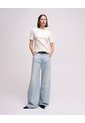 Camiseta Slim Rib Algodón Crudo Mujer Beige de PUNTO BLANCO