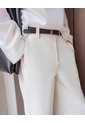 Pantalón Wide Leg Tiro Alto Crema Mujer Beige de PUNTO BLANCO