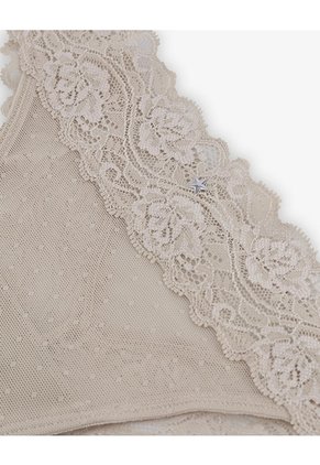 Panty Brasilero Tiro Medio Encaje Habano Beige