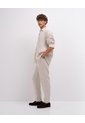Pantalón Chino Regular Lino Caqui Hombre Beige de PUNTO BLANCO