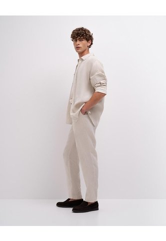 Pantalón Chino Regular Lino Caqui Hombre Beige PUNTO BLANCO
