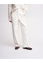 Pantalón Wide Leg Tiro Alto Crema Mujer Beige de PUNTO BLANCO
