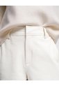Pantalón Wide Leg Tiro Alto Crema Mujer Beige de PUNTO BLANCO