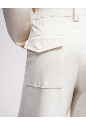 Pantalón Wide Leg Tiro Alto Crema Mujer Beige