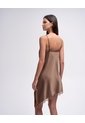 Vestido Asimétrico Satinado Café Mujer Cafe de PUNTO BLANCO