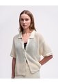 Camisa Manga Corta Tejido Caqui Mujer Beige de PUNTO BLANCO