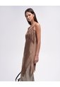 Vestido Asimétrico Satinado Café Mujer Cafe de PUNTO BLANCO