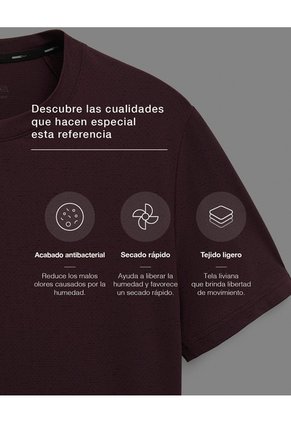 Camiseta Deportiva Control Humedad Vino Tinto Hombre Rojo