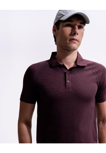 Polo Deportiva Seamless Vino Tinto Hombre Rojo