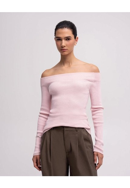 Camibuso Slim Tejido De Punto Rosado Mujer Rosa