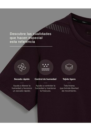 Camiseta Deportiva Control Humedad Vino Tinto Hombre Rojo