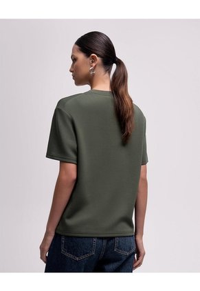 Camiseta Confort Regular Verde Mujer Verde