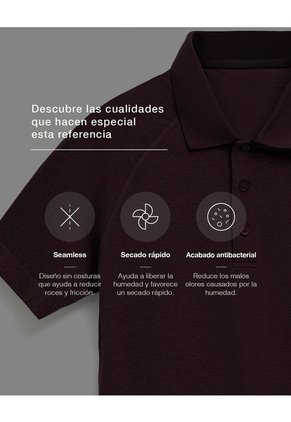 Polo Deportiva Seamless Vino Tinto Hombre Rojo
