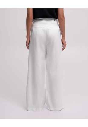 Pantalón Wide Leg Tiro Alto Blanco Mujer Blanco