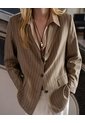 Blazer Oversize Rayas Mujer Cafe de PUNTO BLANCO