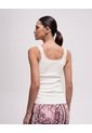 Camiseta Esqueleto Regular Rib Avena Mujer Beige de PUNTO BLANCO