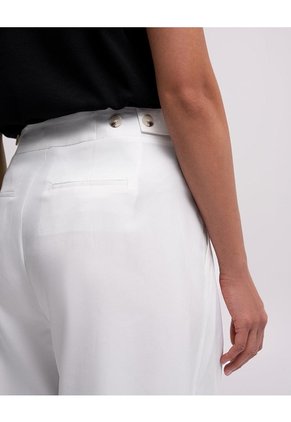 Pantalón Wide Leg Tiro Alto Blanco Mujer Blanco