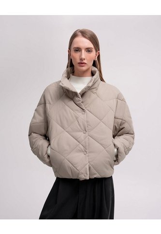 Chaqueta Acolchada Cuello Alto Avena Mujer Beige PUNTO BLANCO