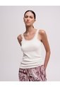 Camiseta Esqueleto Regular Rib Avena Mujer Beige de PUNTO BLANCO