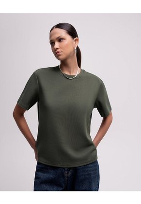 Camiseta Confort Regular Verde Mujer Verde