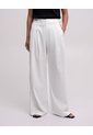 Pantalón Wide Leg Tiro Alto Blanco Mujer Blanco de PUNTO BLANCO
